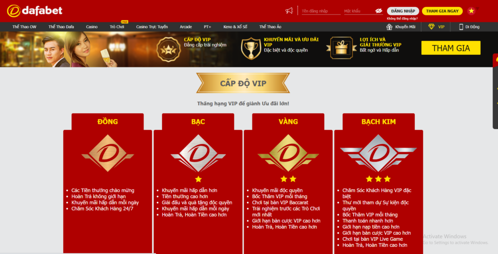 VIP Dafabet: Những lợi ích và đặc quyền chỉ dành riêng cho thành viên VIP
